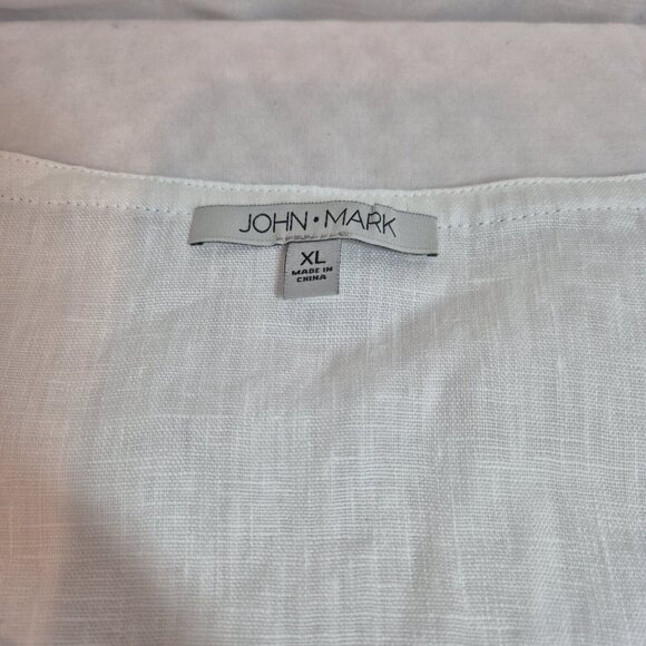 John Mark Womens White Linen Embroidered Tunic Top Size XL - Picture 5 of 14